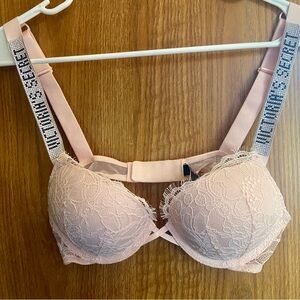Victoria's Secret Blush Lace Bra with Embellished Straps